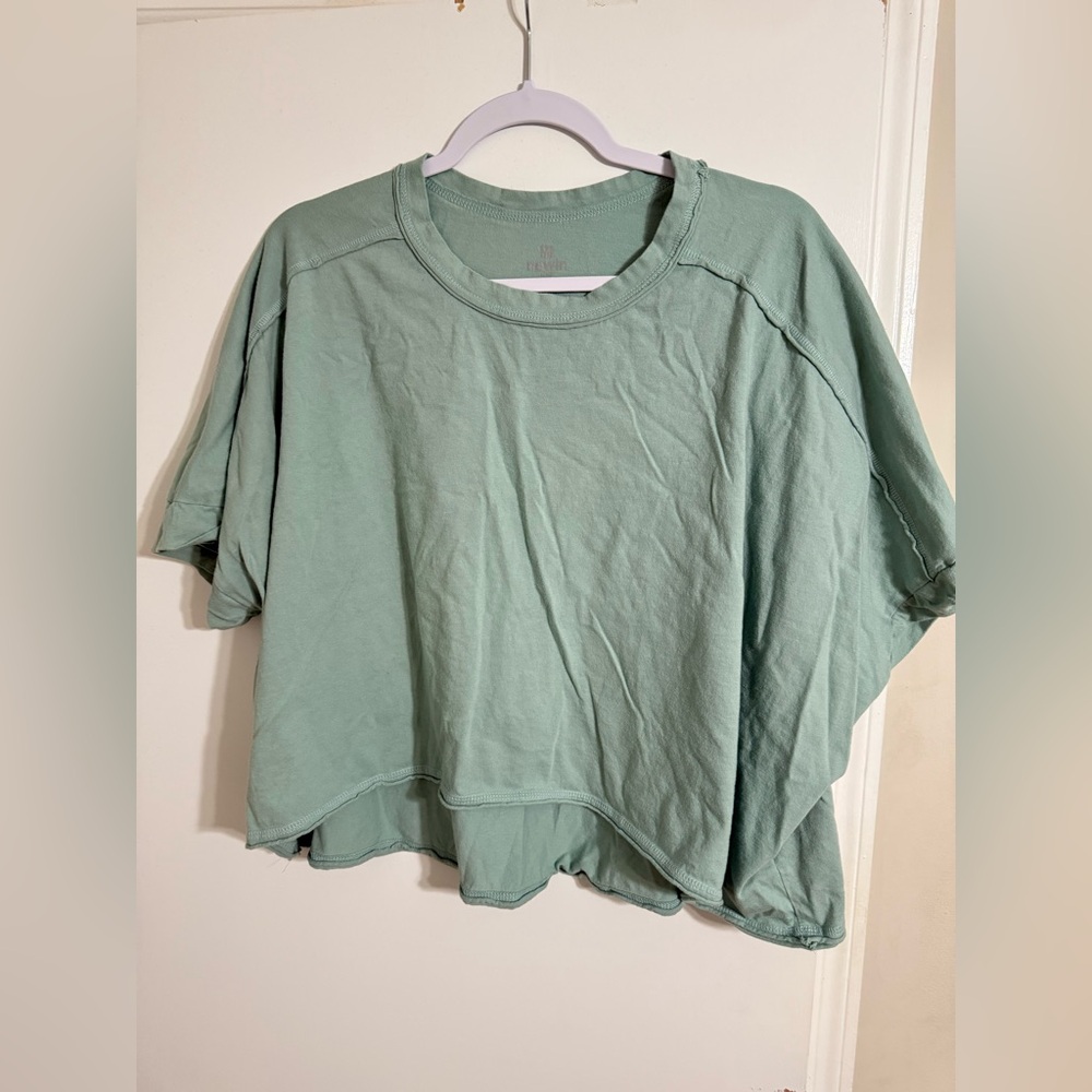 Casual Mint Green Women's Short Sleeve Top